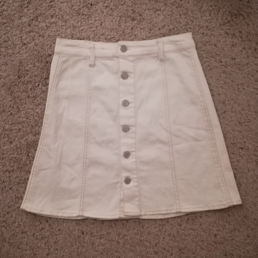 PART OF SALE - White Front Button Up Skirt